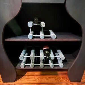 Blue Wood Distressed Wine Rack Holds 4 Bottles